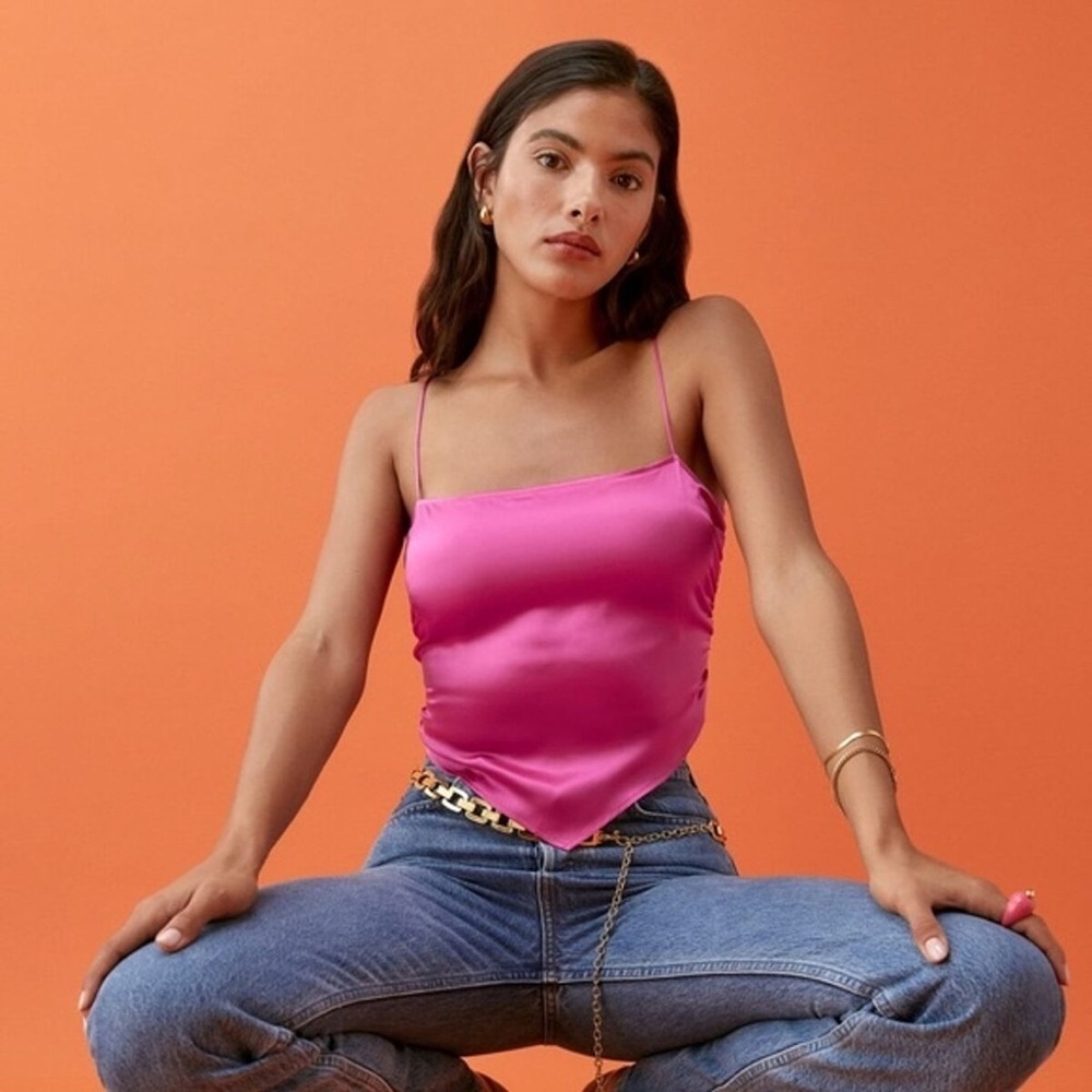 Reformation Pink Satin Tank Top